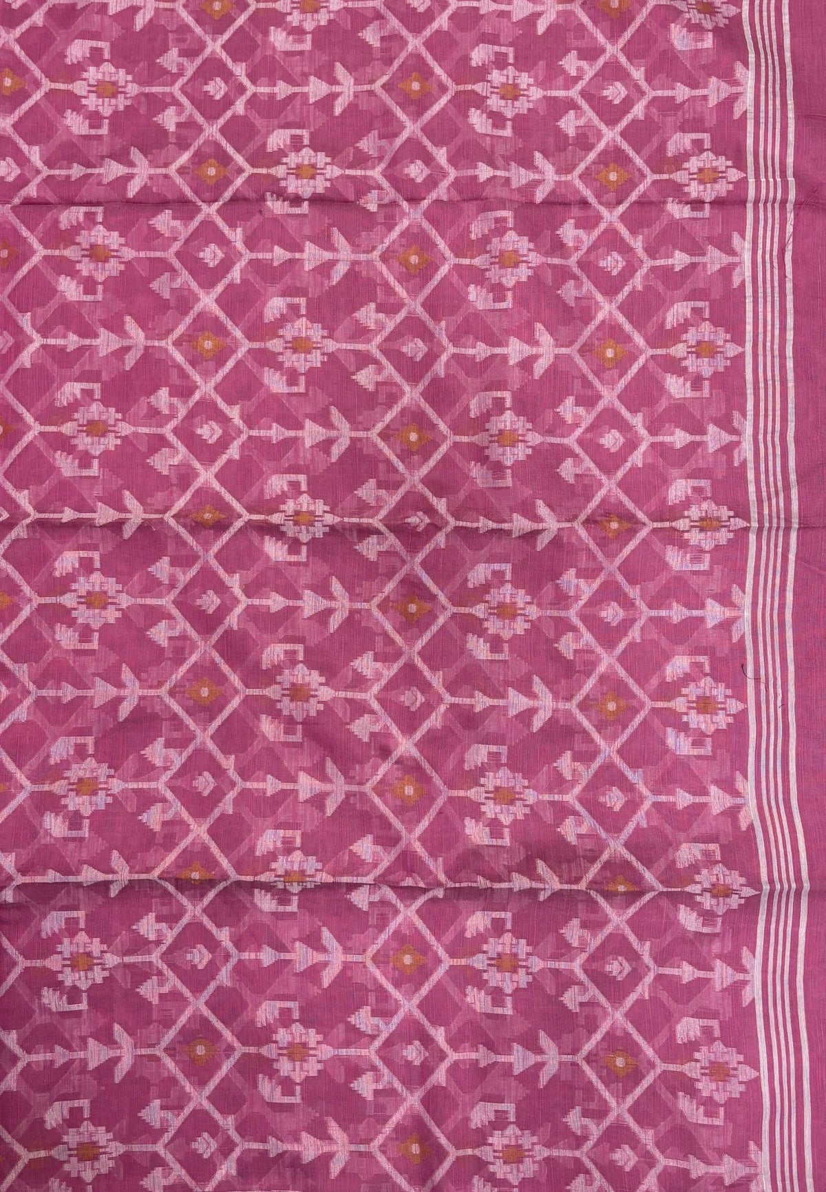 Handloom Cotton Saree-Mavue in Diamond Pattern Border