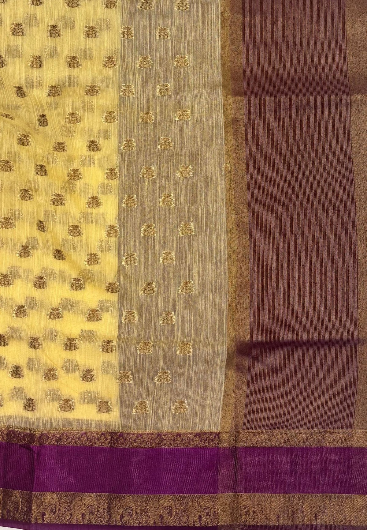Bamboo Silk Saree-Beige-Wine Retpet Border