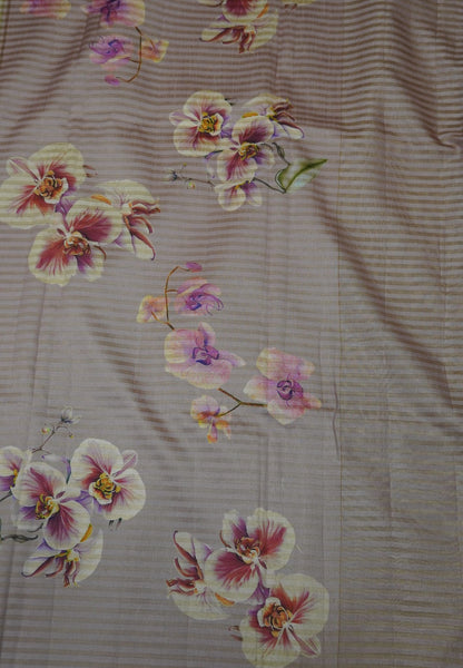 Organza Tussar Saree - Pink with Floral Pattern