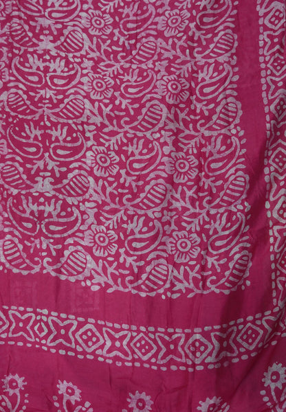 Batik Tussar Saree-Pink with Batik Print