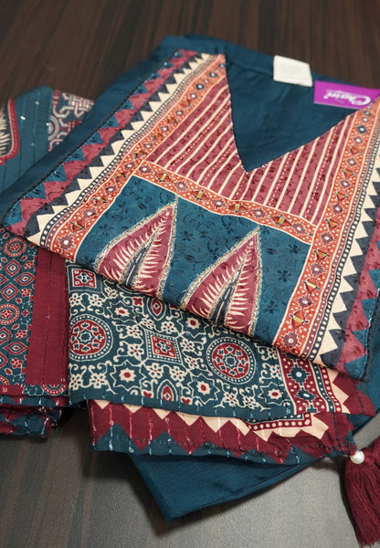 3pcs Salwar -Yoke Neck