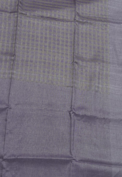 Matka Tussar Saree-Lavender with Zari Checks
