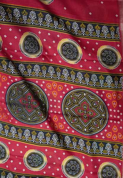 Dola Saree-Red in Kolam patteran with Small Border