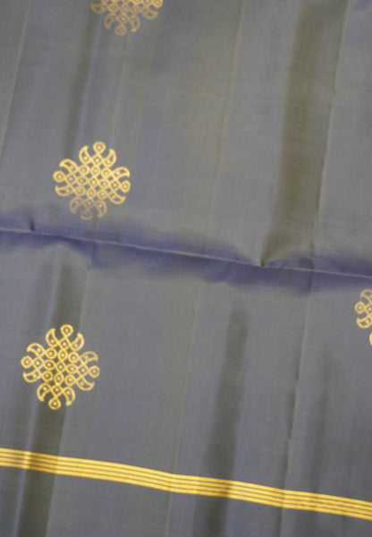 Pure Soft Silk-Navy Blue with Kolam Zari Butta