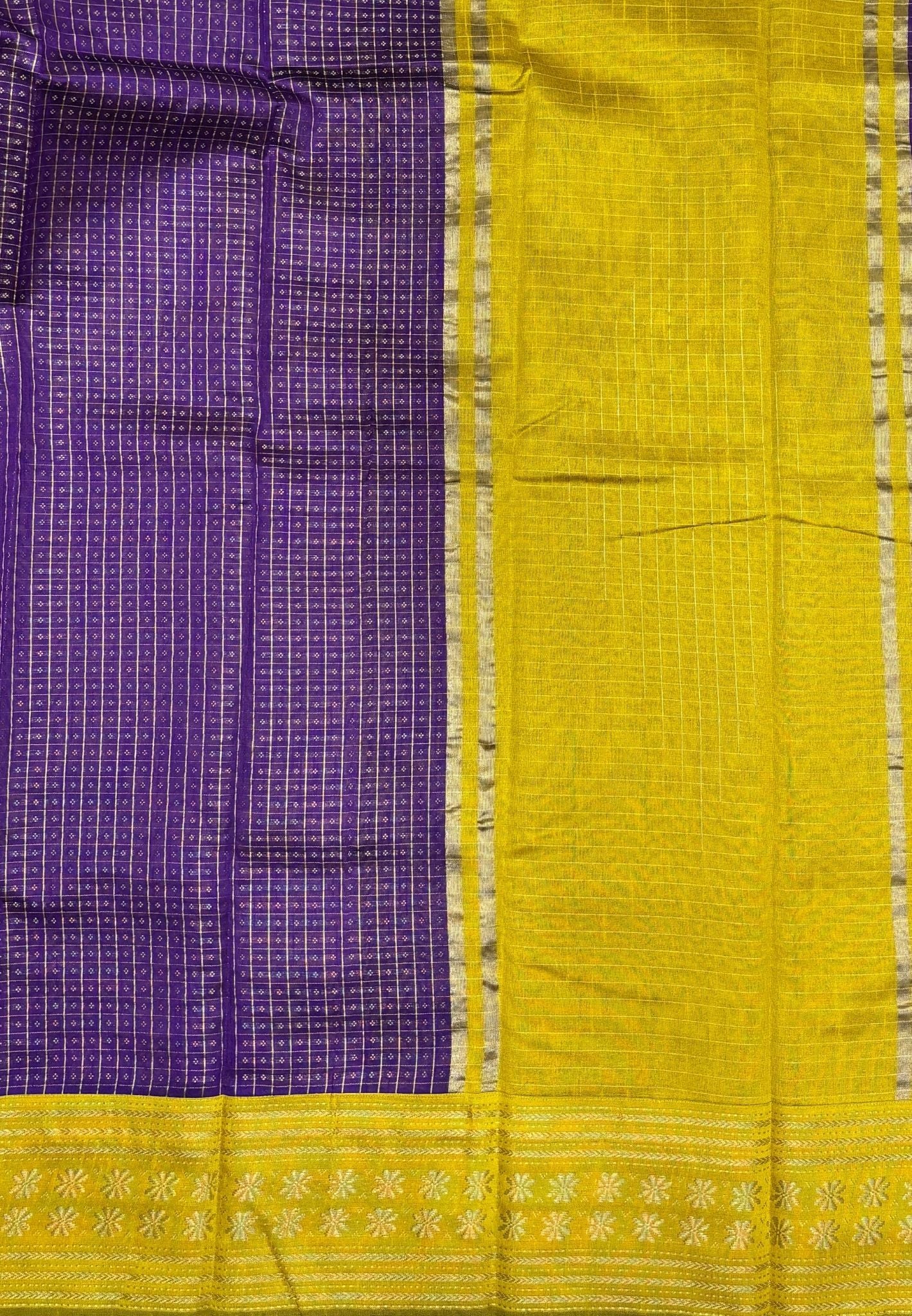 Raw Silk Saree-Violet in 1000 Butta with Contrast Zari Border