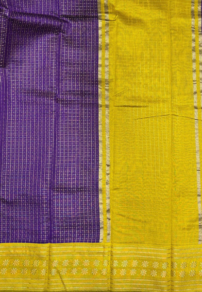 Raw Silk Saree-Violet in 1000 Butta with Contrast Zari Border
