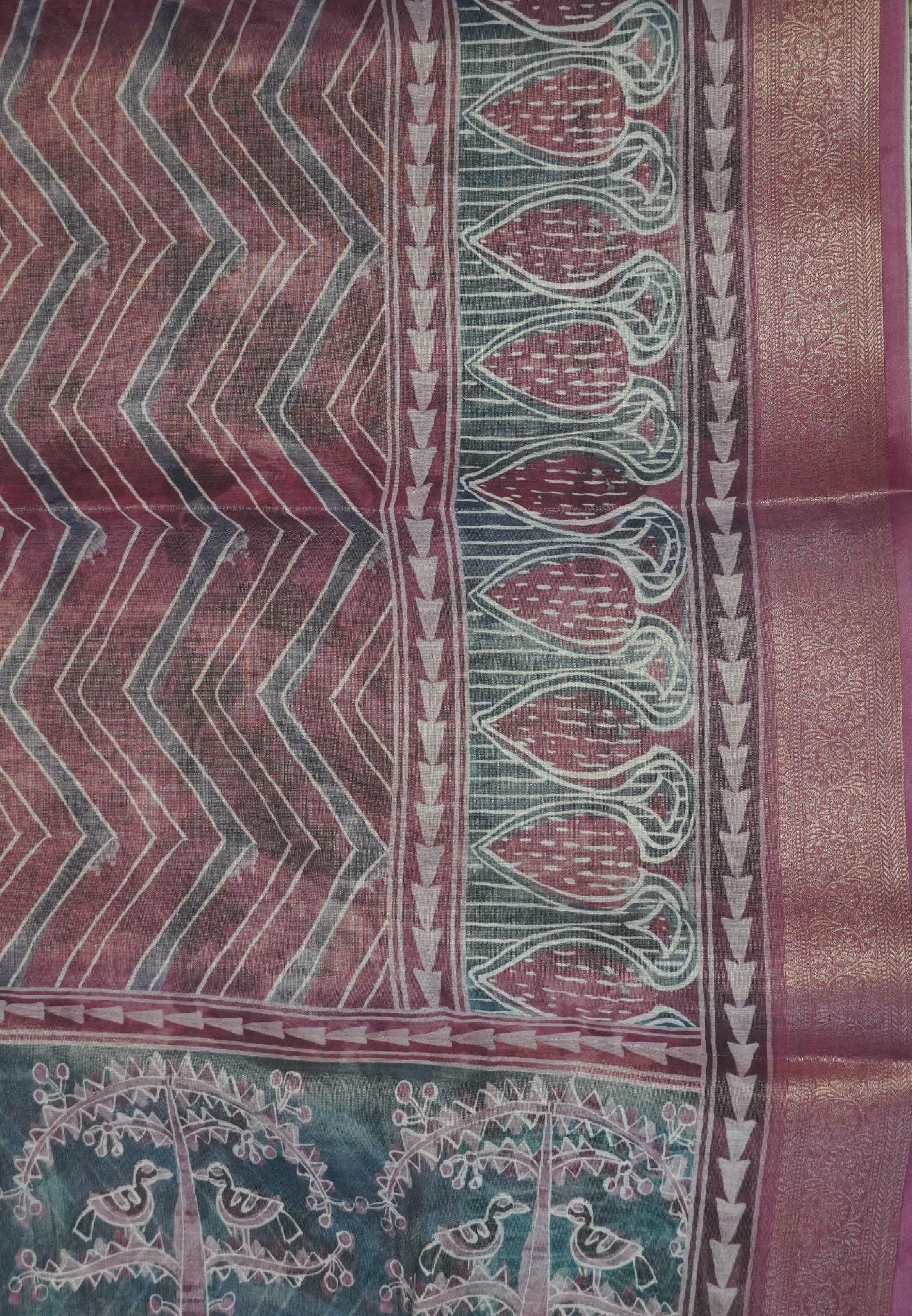 Tissue Kota Saree-Dark Pink