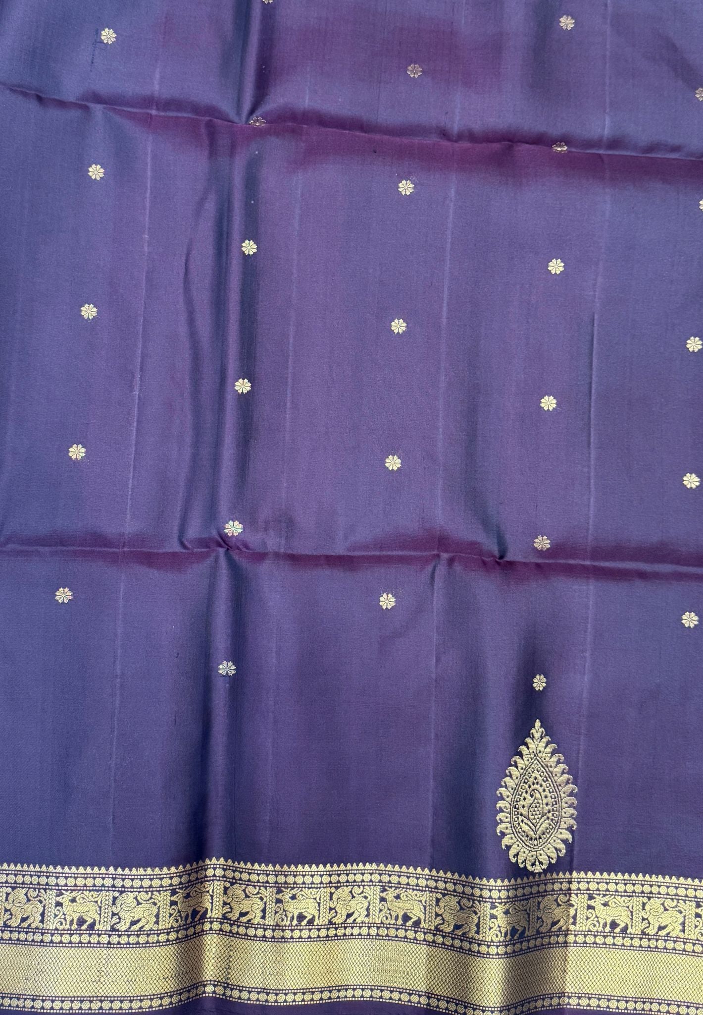 Pure Kanchipuram Silk Saree-Dark Maroon In Deer & Yali Zari Border
