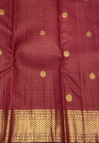 Pure Silk Saree – Red Checks with Arai madam Border