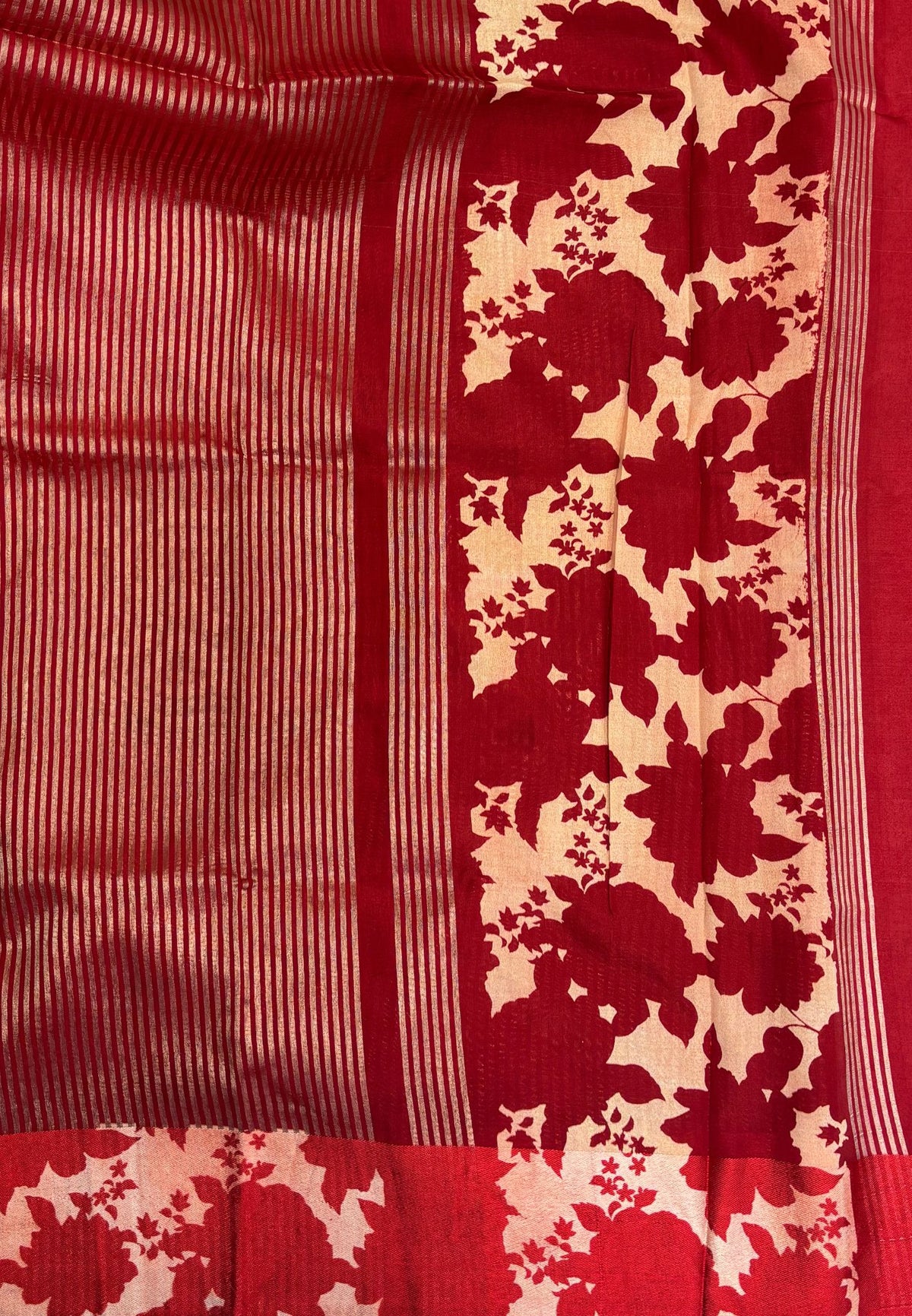 Soft Kora Tissue Saree-Redish Maroon in Floral Jaal Zari Border