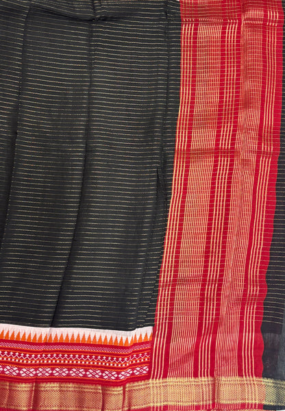 Soft Tussar Saree-Black in Tower Pattern Border