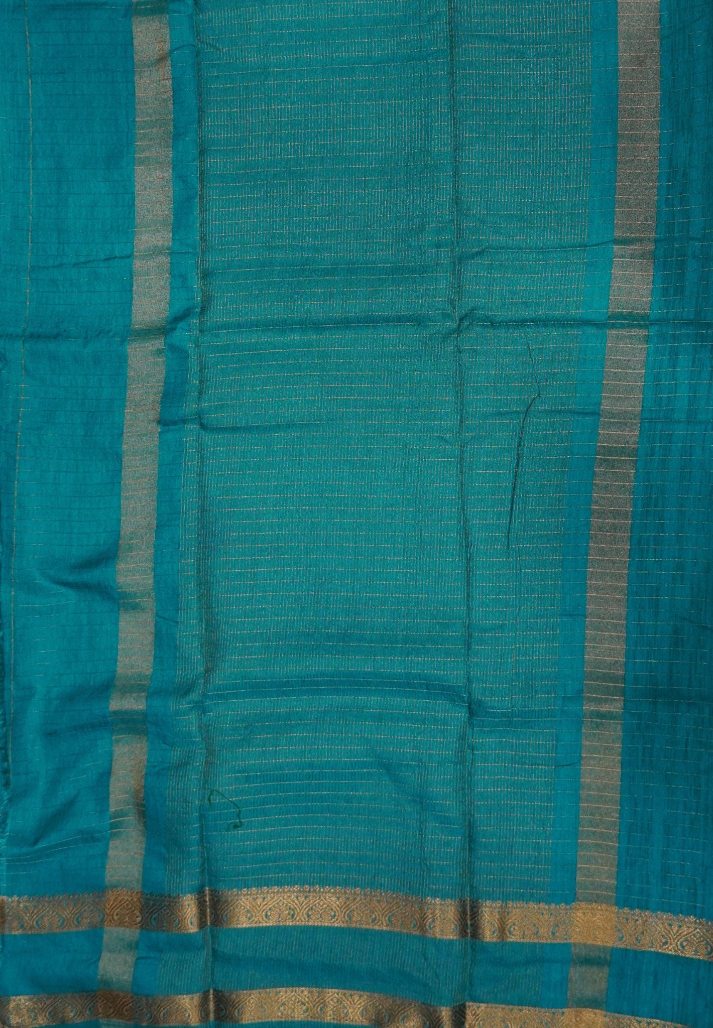 Semi Raw Silk Saree – Classic Zari Stripes - Ramar Blue
