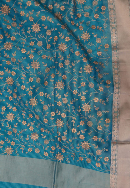 Kota Saree-Peacock Green with Floral Embroidery work