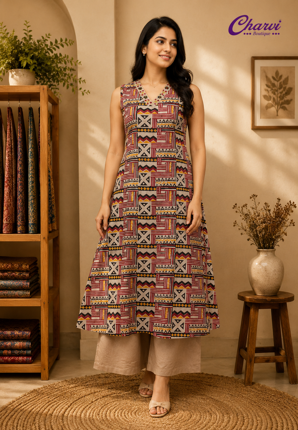 Cord Set with Geometric Printed Cotton Salwar Set