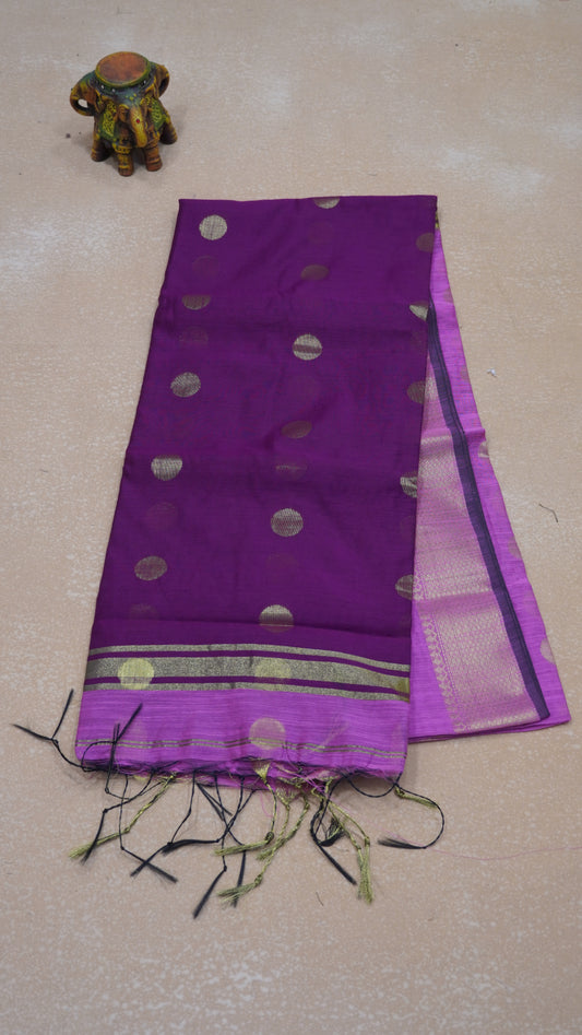 Maheswari Cotton Saree Round Butta-Pink