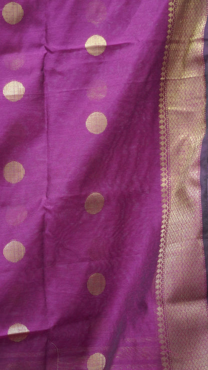 Maheswari Cotton Saree Round Butta-Pink