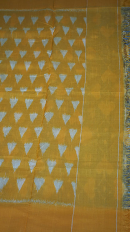 Pochampally Cotton double Ikkat Saree Grey - Orange
