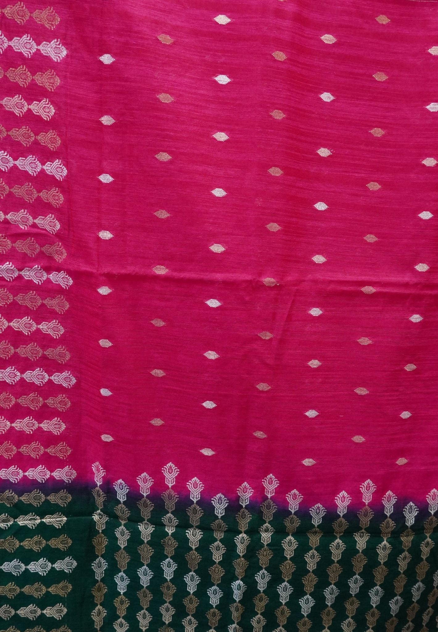 Semi  Tussar Saree - Rani Pink