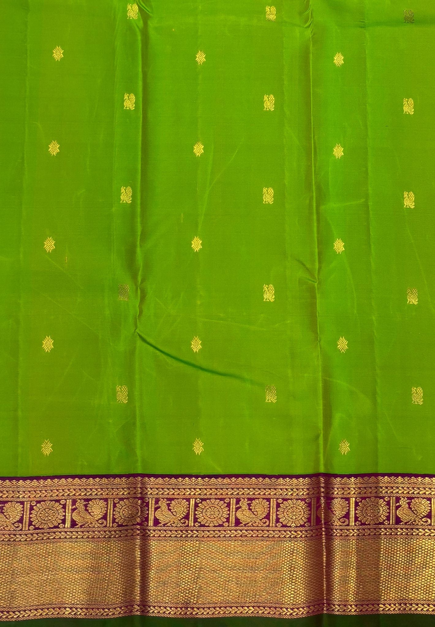 Pure Kanchipuram Silk Saree -Light Green with Contrast Border