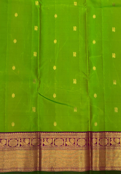 Pure Kanchipuram Silk Saree -Light Green with Contrast Border