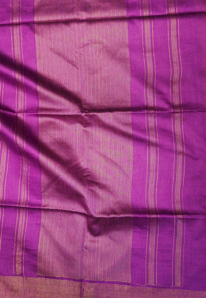 Semi Raw Silk Saree-Magenta in Checked Zari