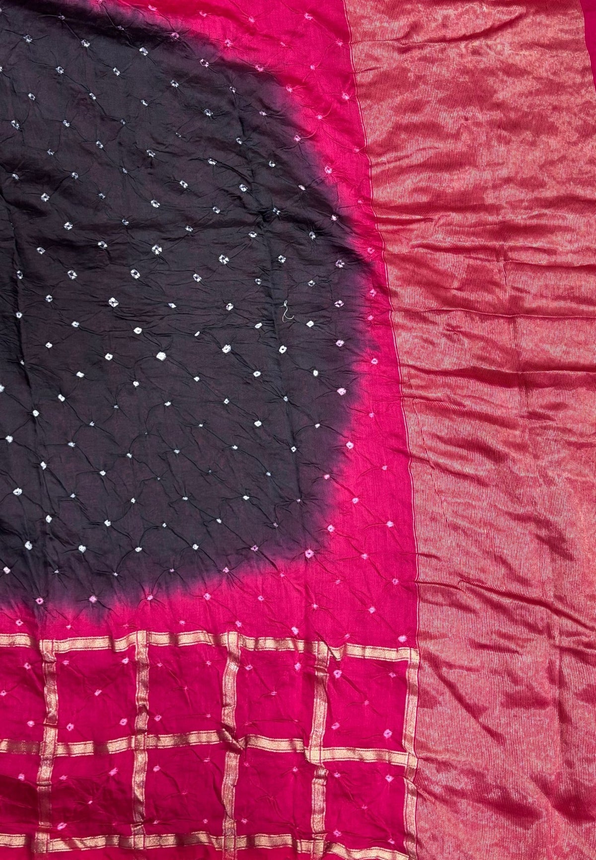Banarasi Bandeji Saree-Black in Checked Zari with Contrast Border