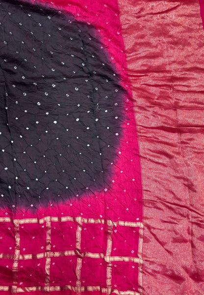 Banarasi Bandeji Saree-Black in Checked Zari with Contrast Border