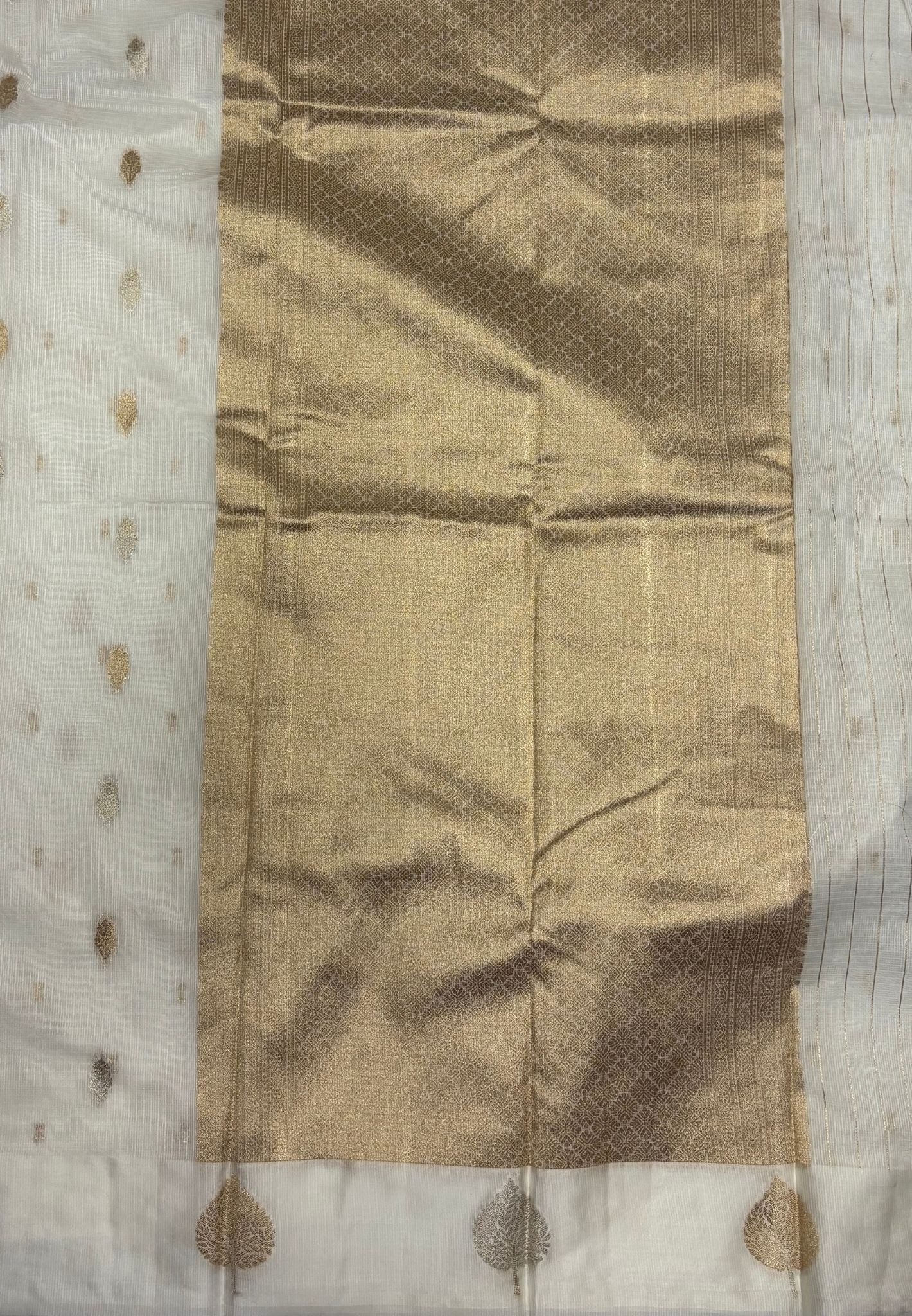 Art Silk Kota Saree-Off White In Geometric Zari Brocade Border