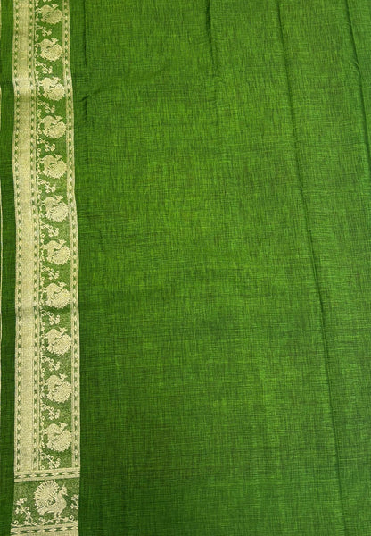 Tussar Linen Saree-Maroon in Traditional Peacock Floral Zari with Contrast Border