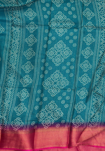 Semi Dola Silk Saree-Ramar Green In Floral Dotwork Border