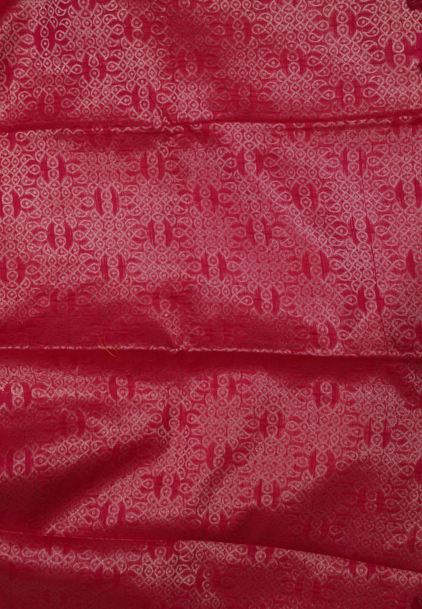 Semi Raw Silk Saree - Rani Pink in Kolam Pattern