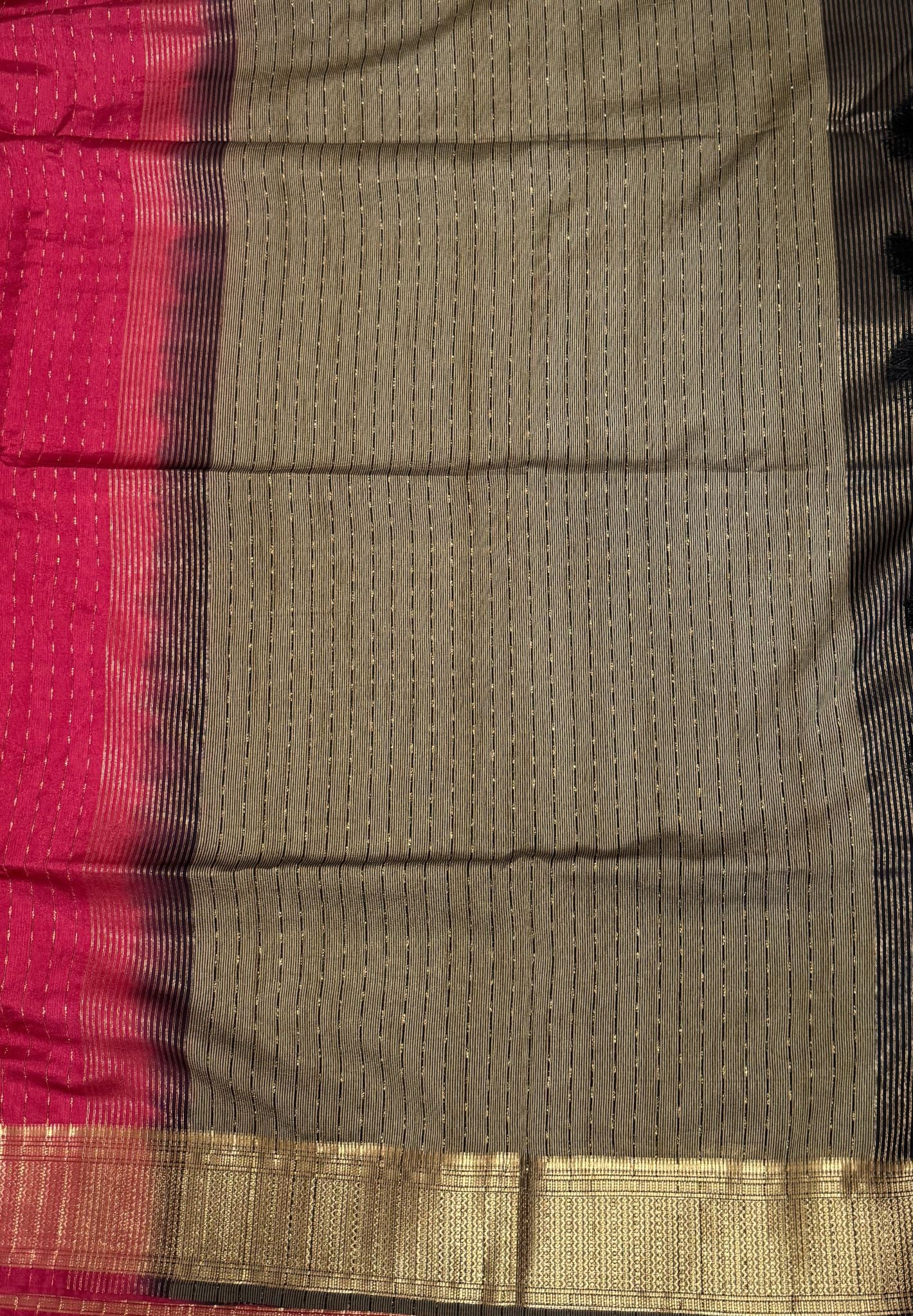 Semi Tussar Saree-Maroon with Zari Lines