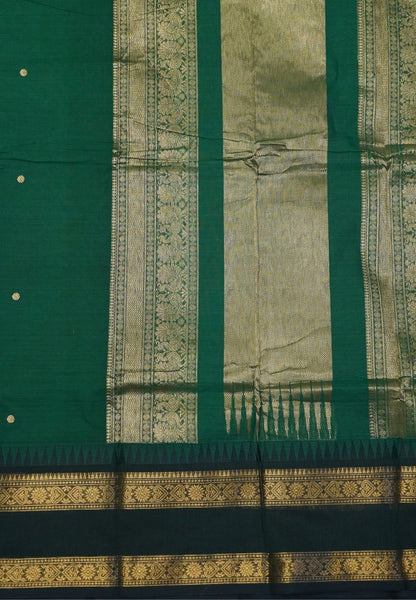 Chettinadu Cotton Saree-Grass Green with Retapet Border