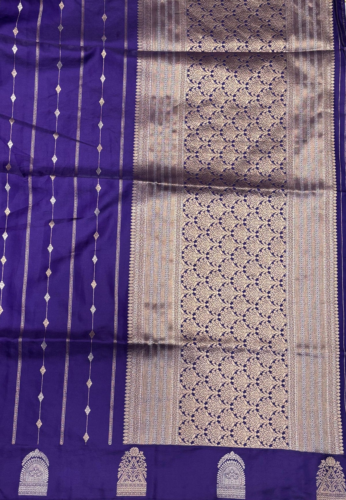 Gaji Silk Saree-Violet with Jumka Zari Butta