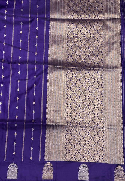 Gaji Silk Saree-Violet with Jumka Zari Butta