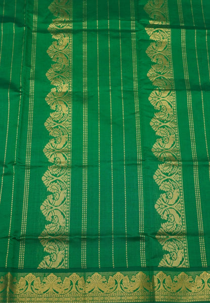 Pure Silk Cotton Saree-Pink-Green Zari Emboss With Contrast Border
