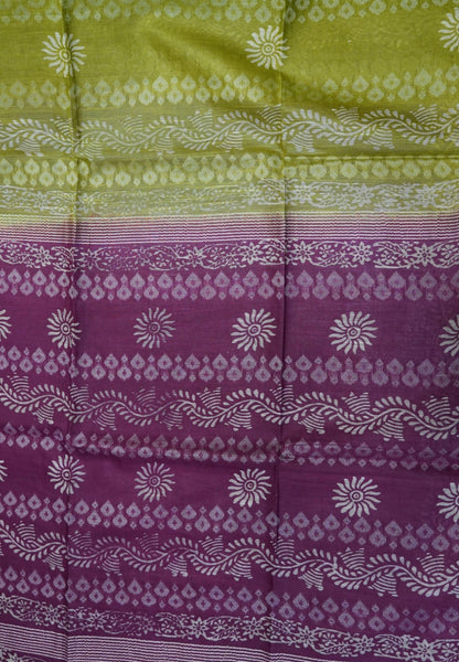 Bhagalpur Cotton Saree-Olive Green