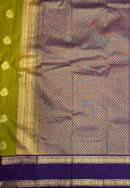 Budget Kanchipuram Saree-Light Green with Contrast Border