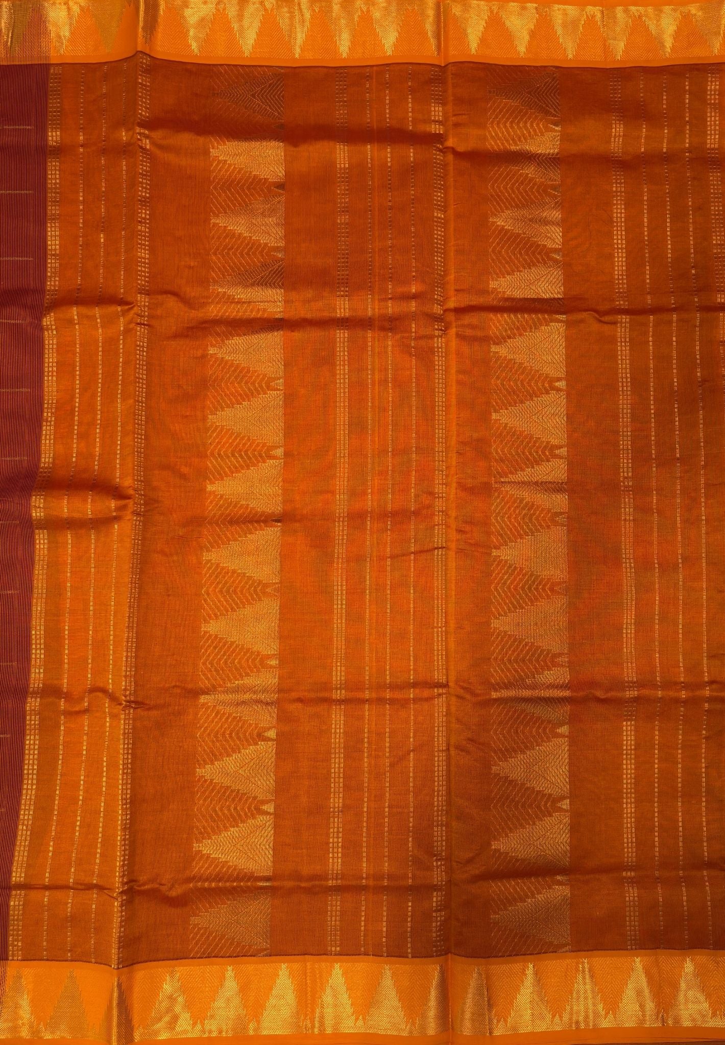Silk Cotton Saree-Maroon with Contrast Temple Border