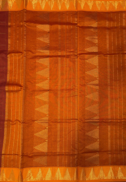 Silk Cotton Saree-Maroon with Contrast Temple Border