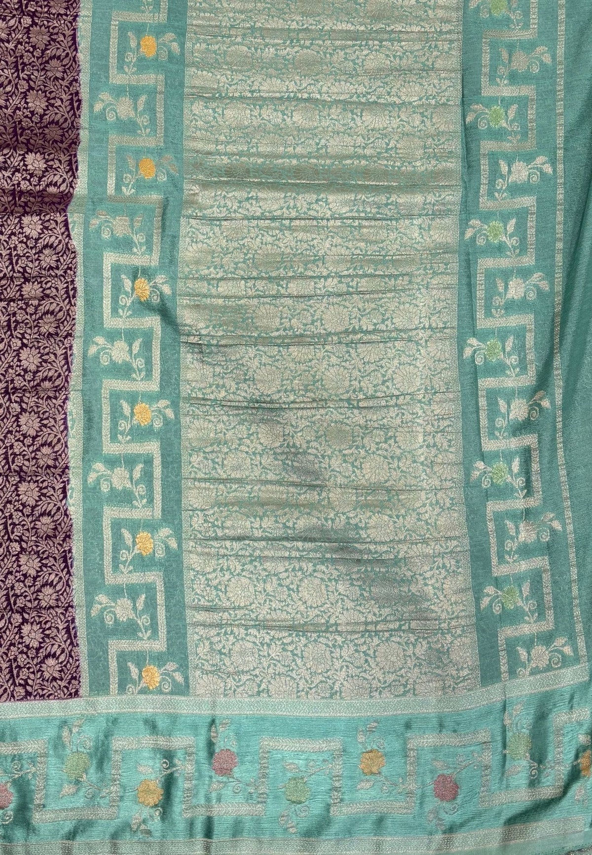 Banarasi Brocade Silk Saree-Purple with Contrast Border