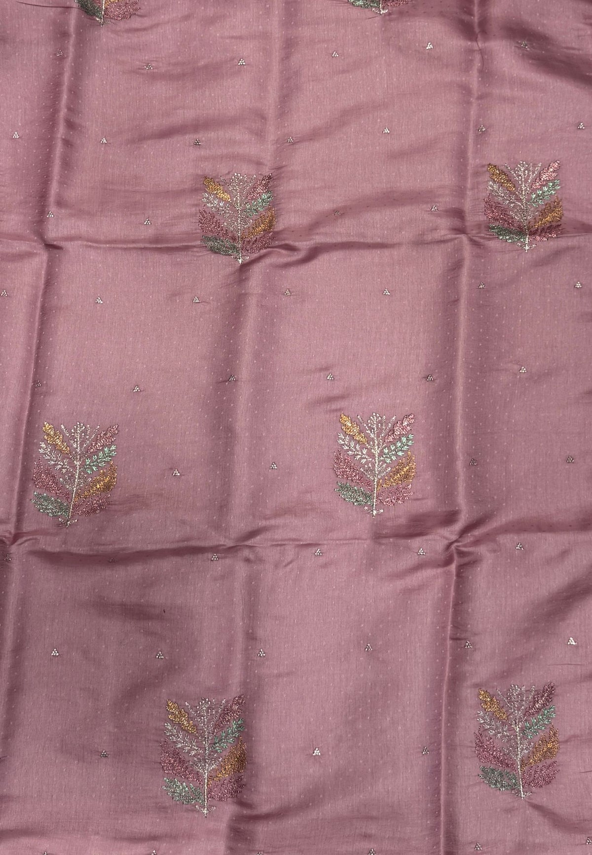 Blueberry Silk Saree-Onion in Leaf Butta Embroidery Border