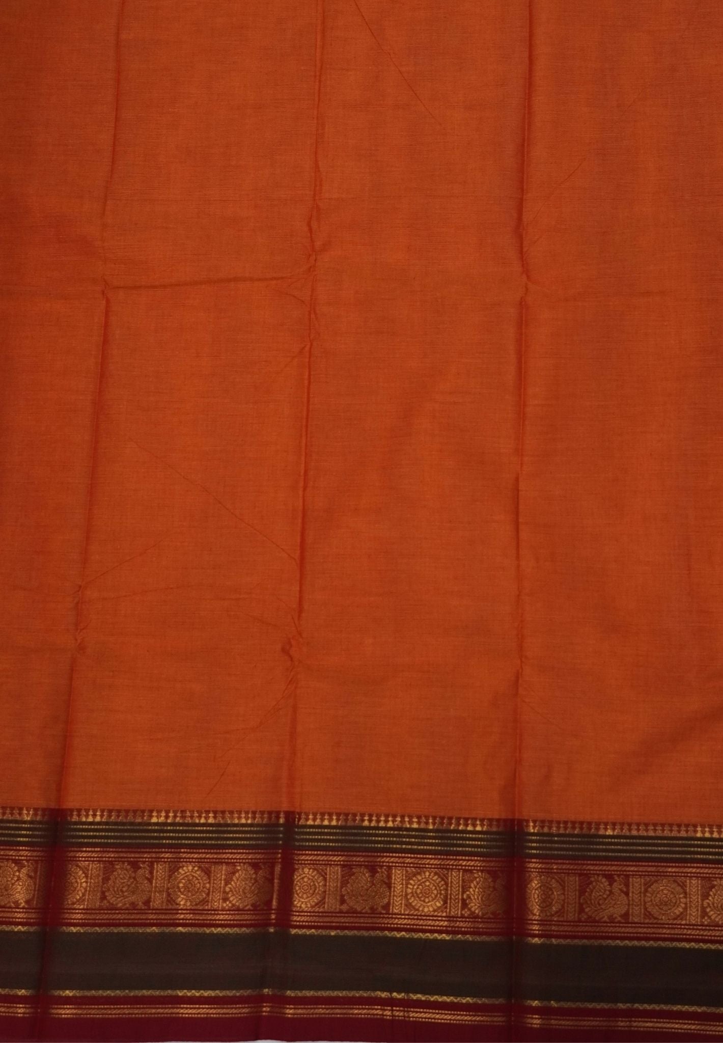 Chettinadu Cotton Saree-Orange with Double Border