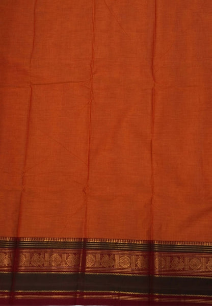 Chettinadu Cotton Saree-Orange with Double Border