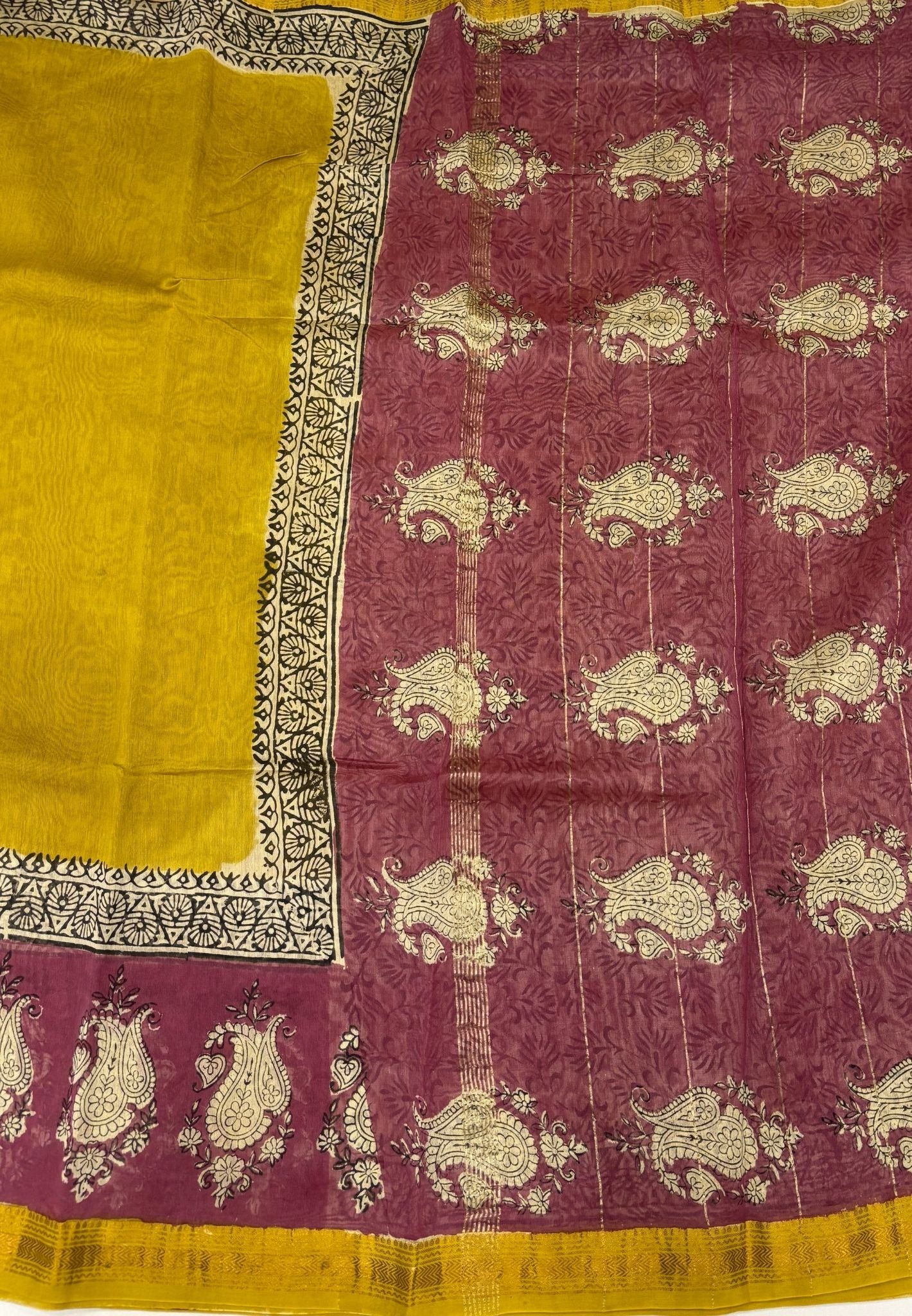 Pure Maheshwari Silk Cotton Saree-Lime Green