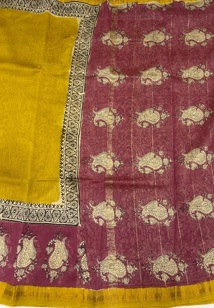 Pure Maheshwari Silk Cotton Saree-Lime Green