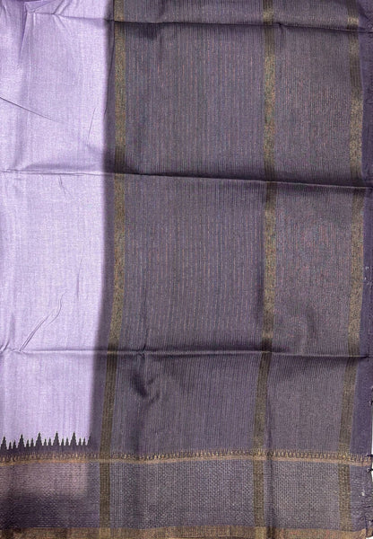 Semi Tussar Saree-Lavender with Antique Zari Border