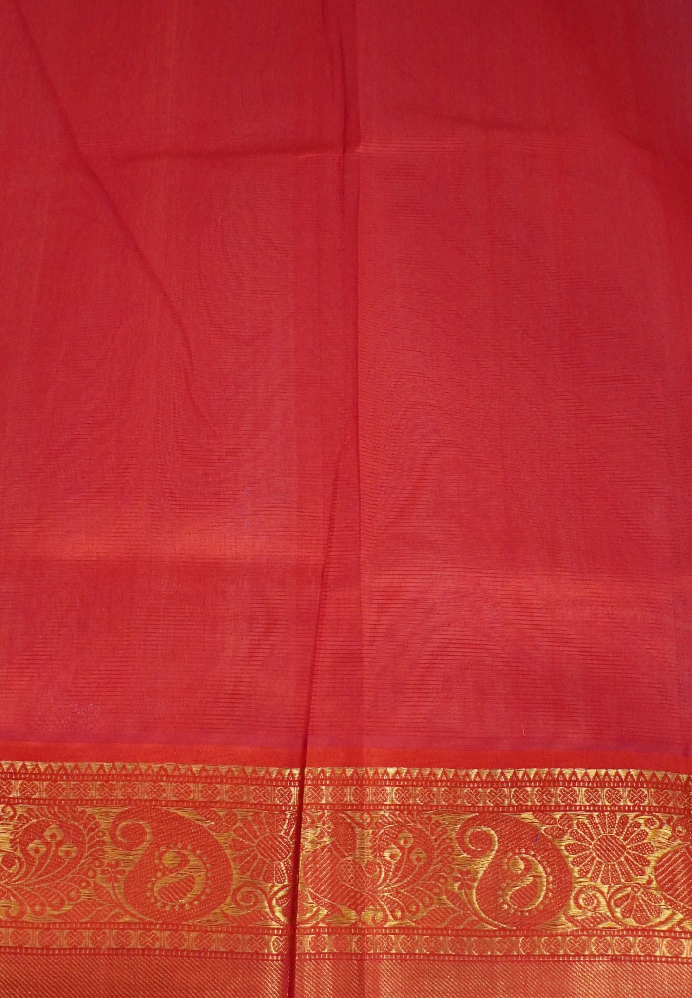 Silk Cotton Saree-Off white with Contrast Red Big Border
