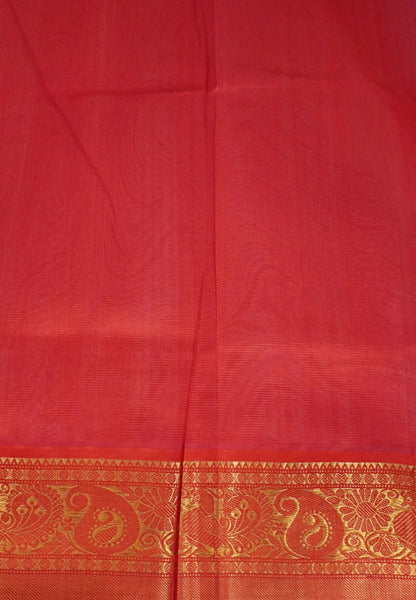 Silk Cotton Saree-Off white with Contrast Red Big Border