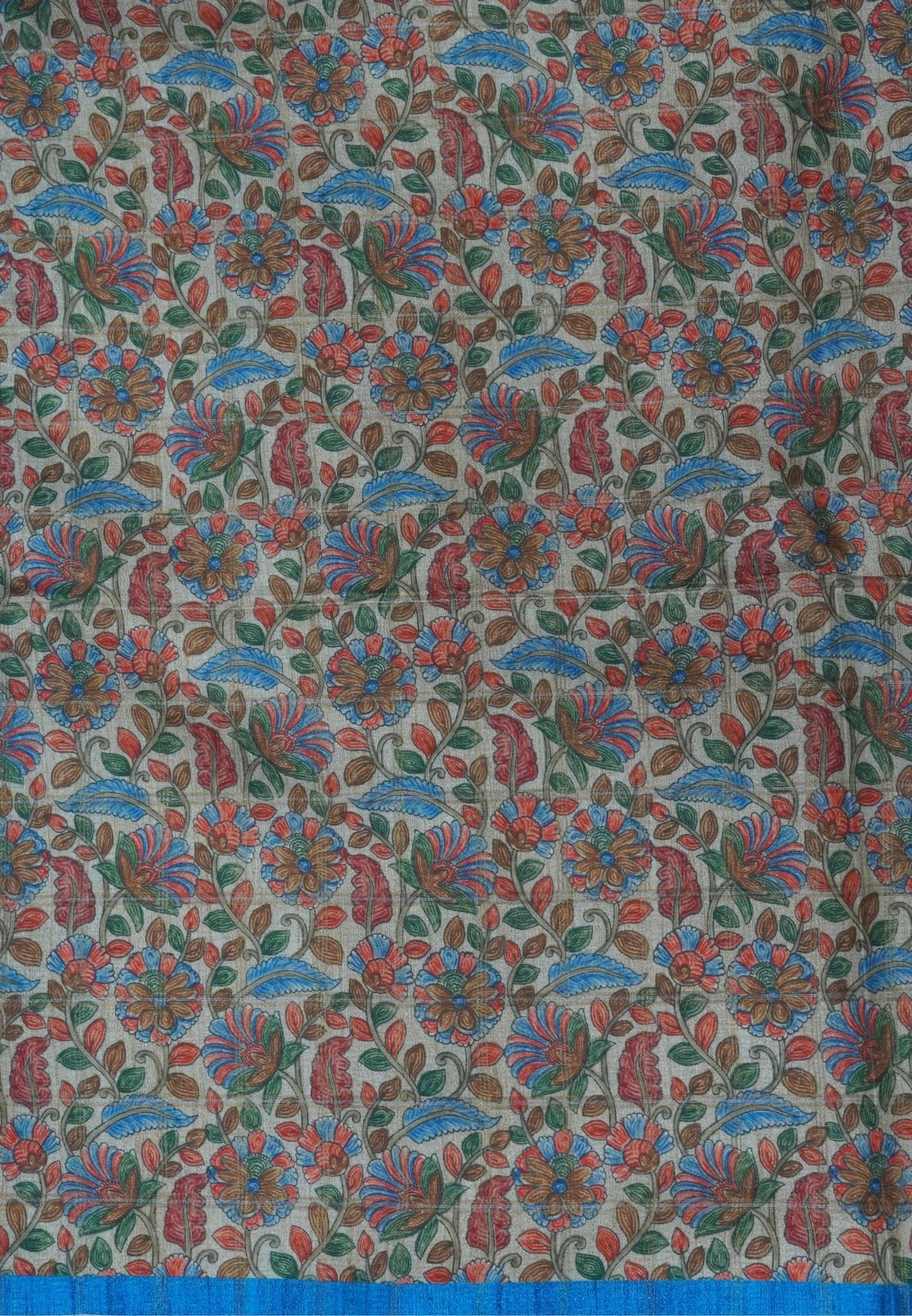 Semi Tussar Saree-Blue